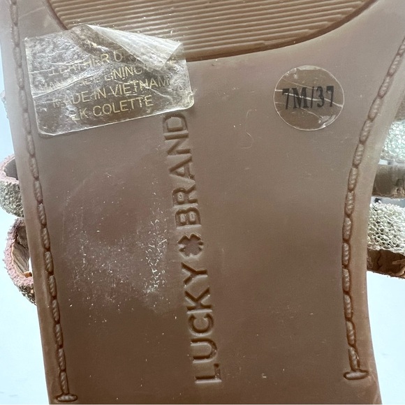 Lucky Brand Collette Gold Leather Gladiator Lace Up Flat Sandals Women’s 7 - Picture 12 of 13